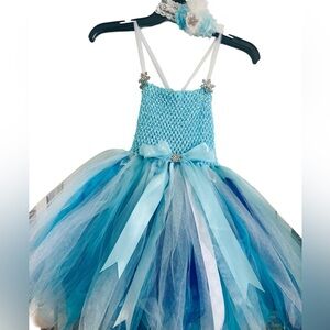 FROZEN Elsa Dress 💎rhinestone snowflakes ❄️ & crystal icicles comes w/headband